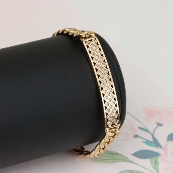 "Rose Gold Bracelet with Diamond Cut Lattice Design, XPBL0945 - Picture 3 of 12